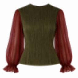 Sheer Chiffon Layering Burgundy & Olive - Blouse