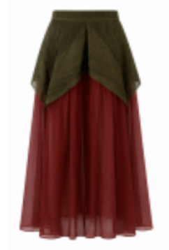Sheer Chiffon Layering Burgundy & Olive - Skirt
